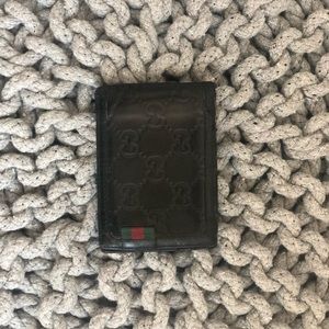 Gucci small black leather minimal wallet